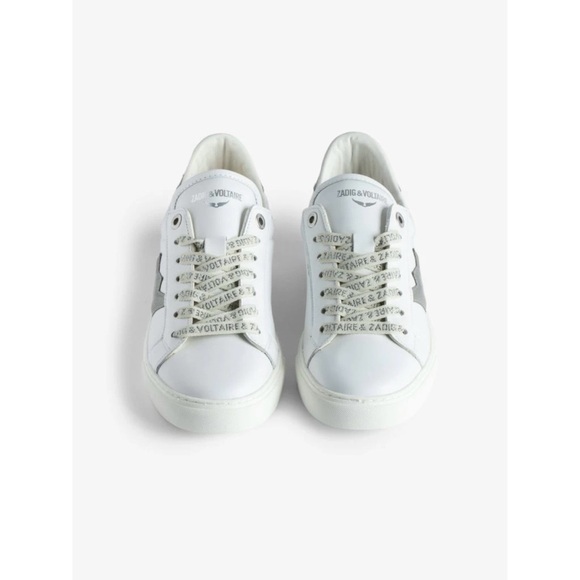 Zadig & Voltaire LA Flash Low-Top Platform Leather Sneakers Silver Sz 37 $398 - Picture 1 of 14
